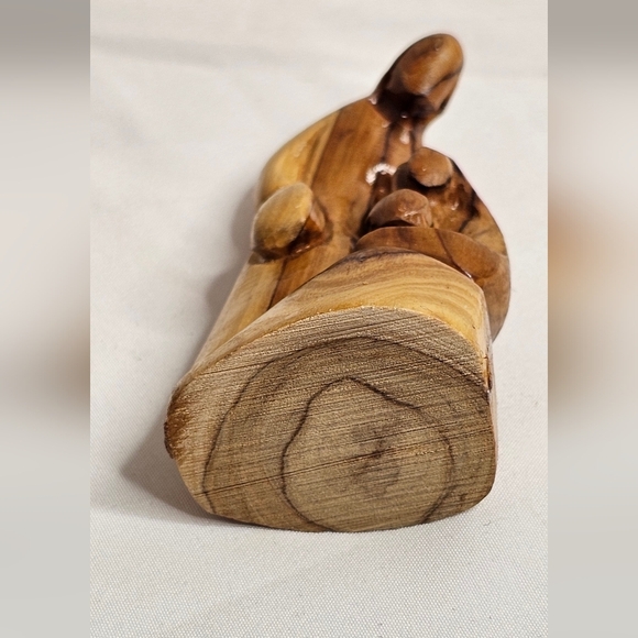 Holy Family MCM Abstract Olive Wood Nativity 3.5"×2"  Hand Carved Religious - Picture 6 of 8